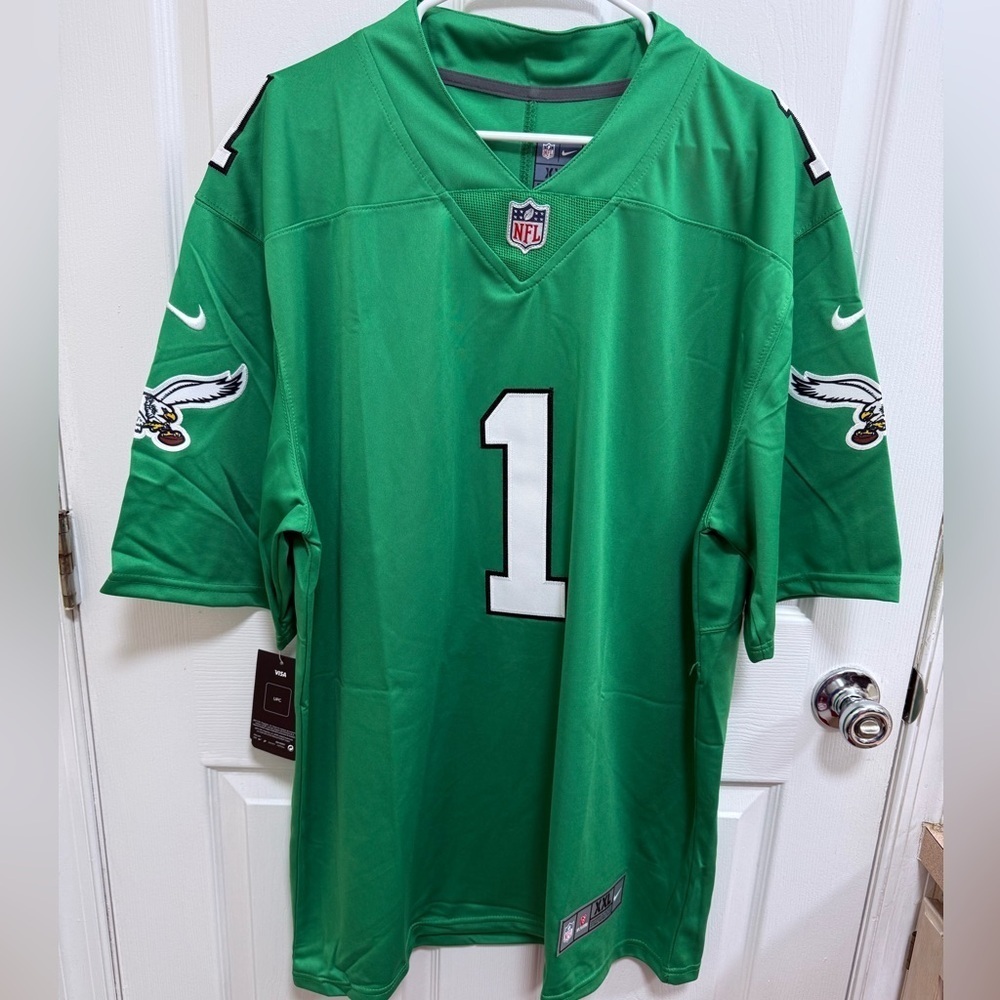 NWT Philadelphia Eagles Jalen Hurts #1 Men’s Kelly Green Jersey Size XXL